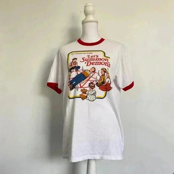 White ringer Steven Rhodes graphic tee. - Picture 1 of 4